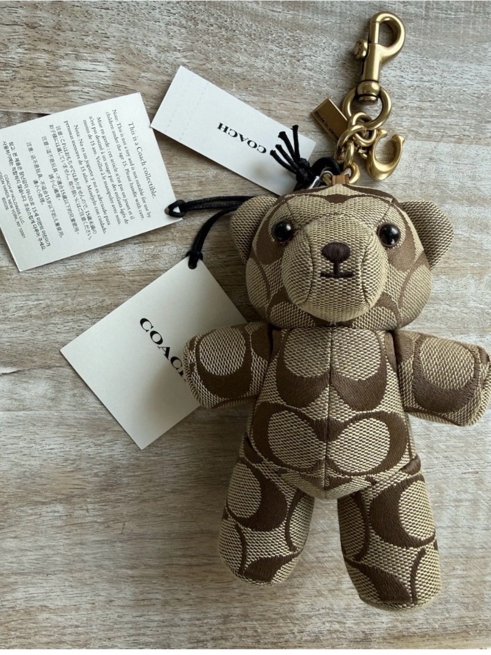 Coach Tan & Brown Signature Teddy Bear Bag Charm